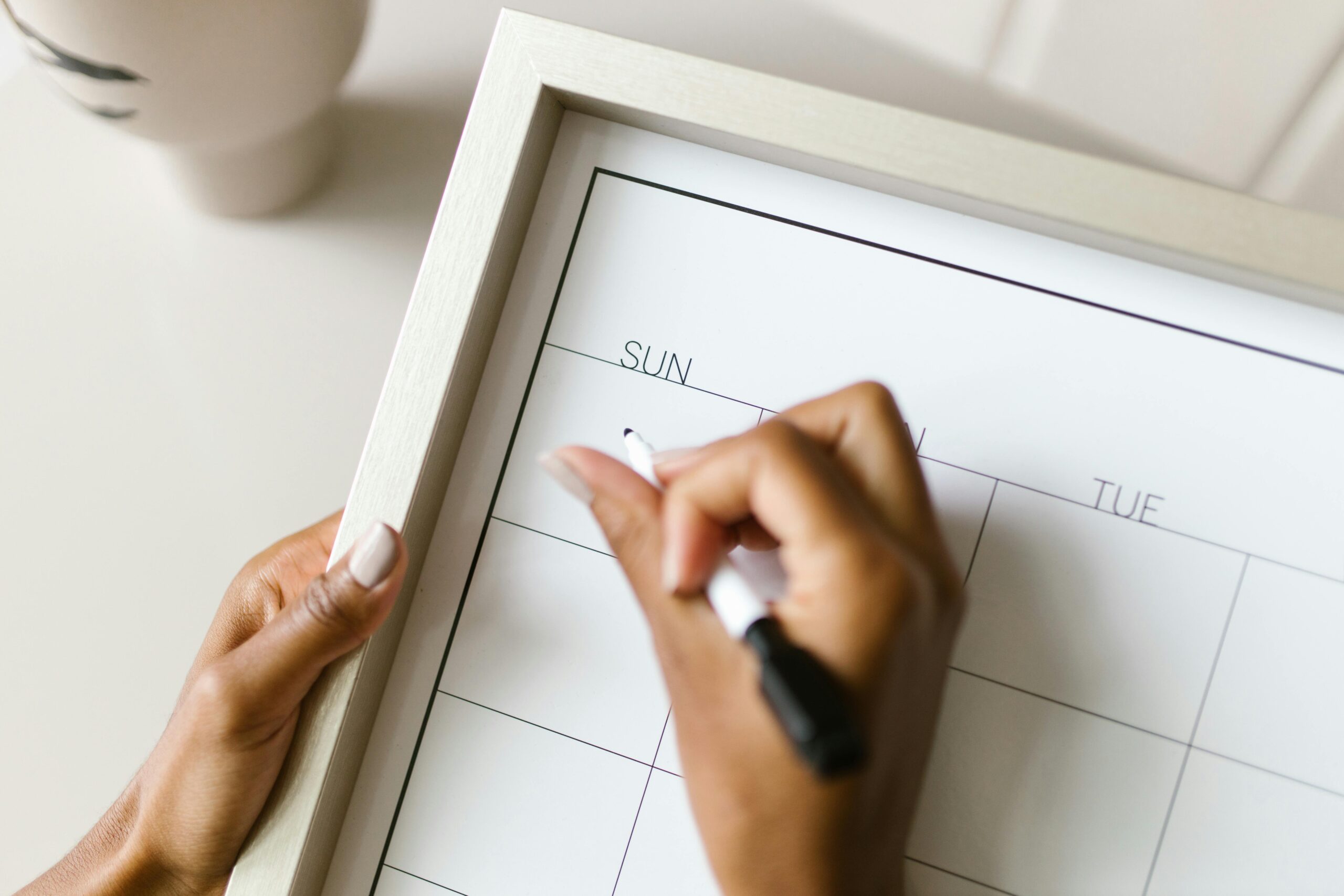 A calendar app showing blocked out study and work shifts