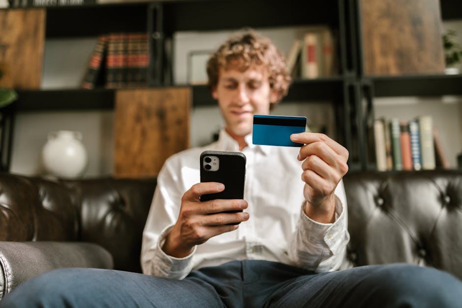 Student checking mobile banking app