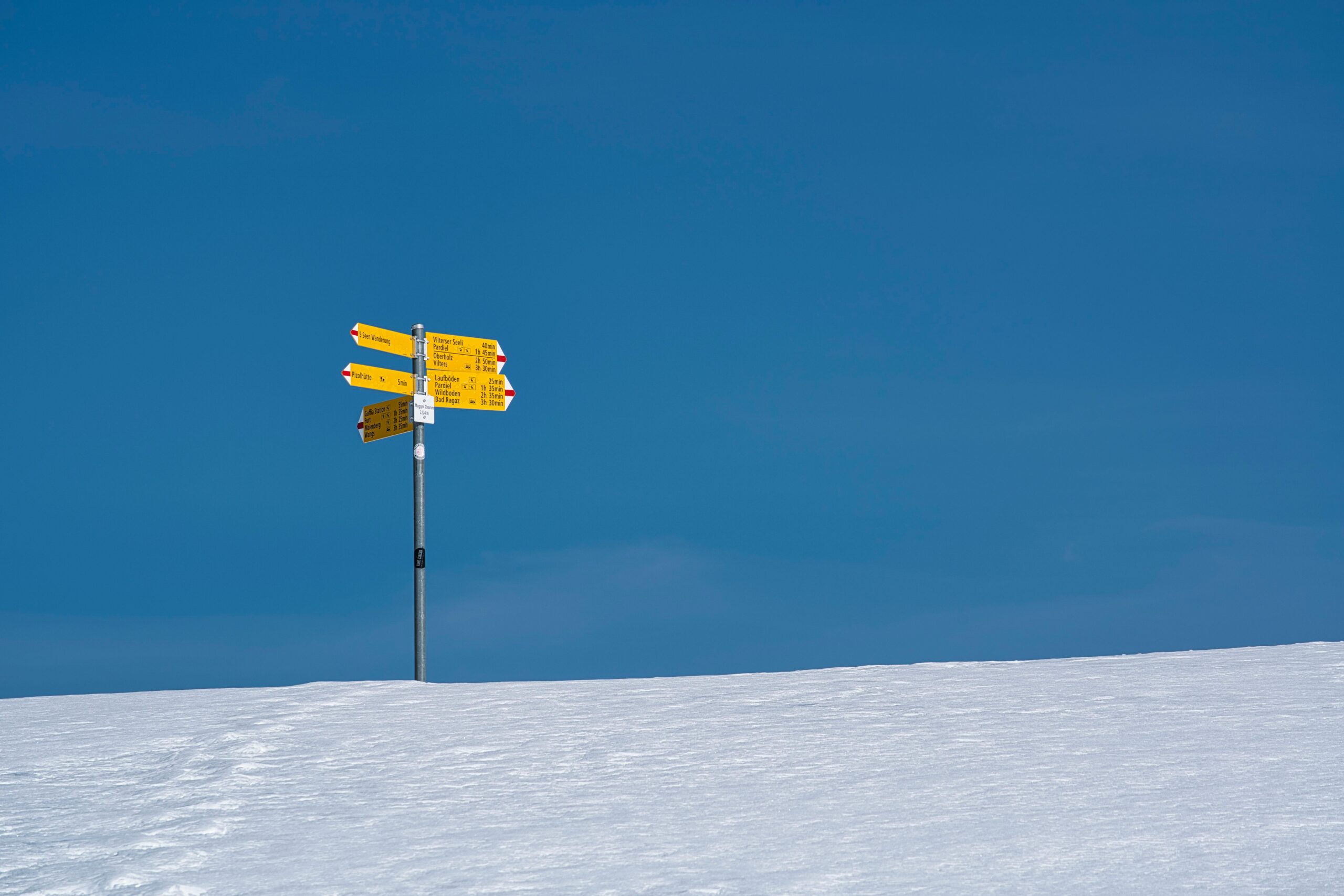 A signpost pointing in different directions, illustrating the choice between university and an apprenticeship