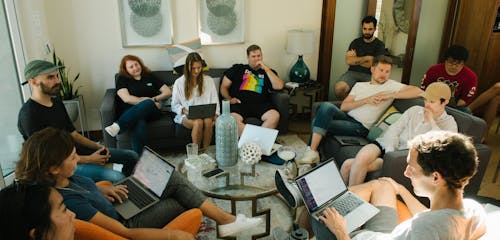 Train arriving at a platform
