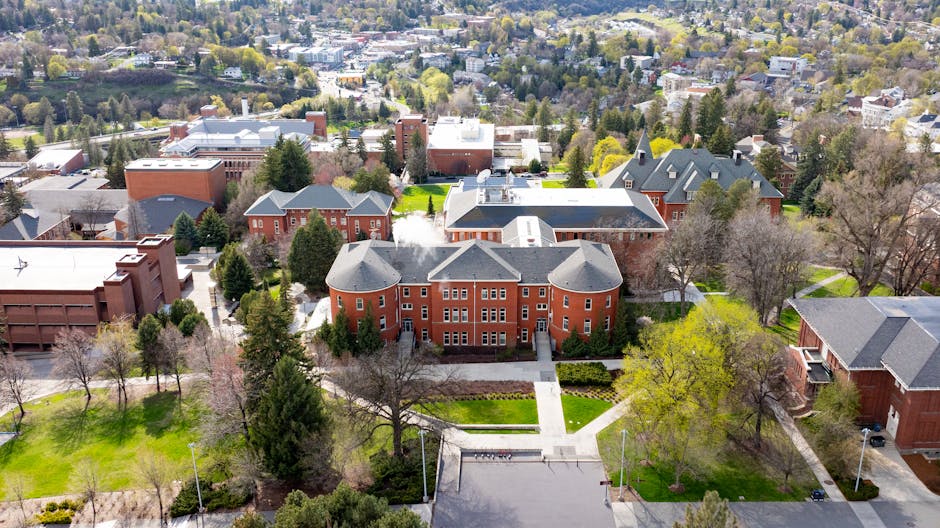 Aerial view of a university campus