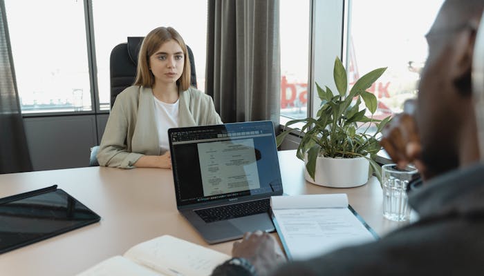 Professional job interview in a modern office