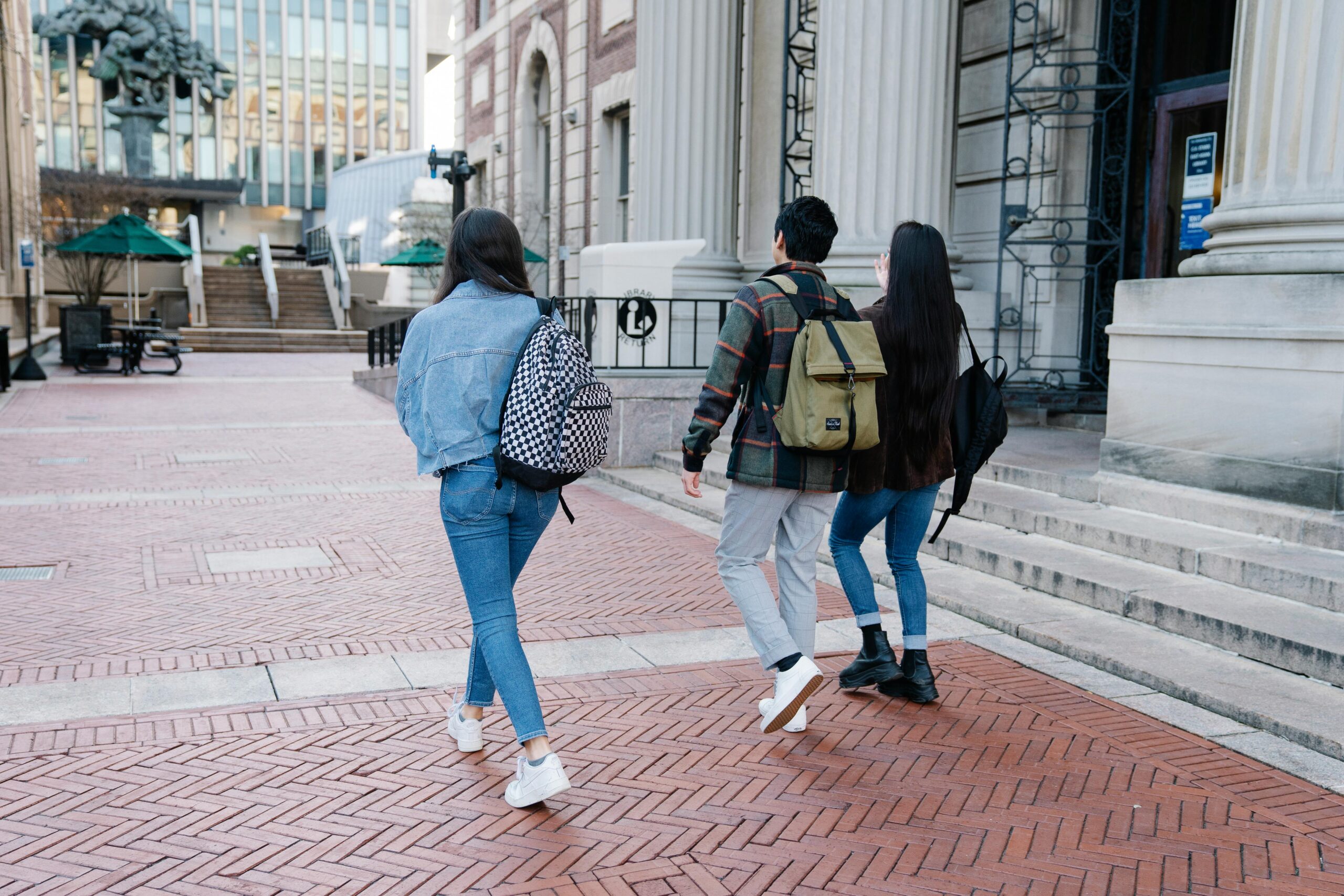 Students walking together across a university campus