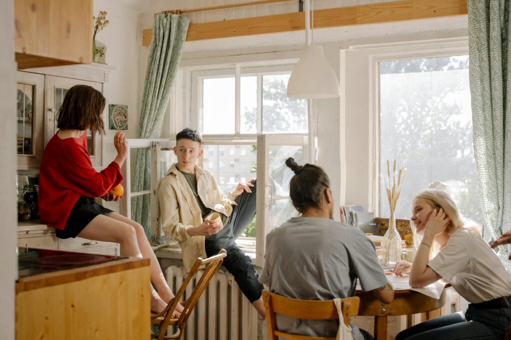 Young person searching for student housing online