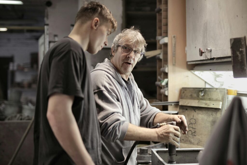 UK apprentice in a workshop or professional setting