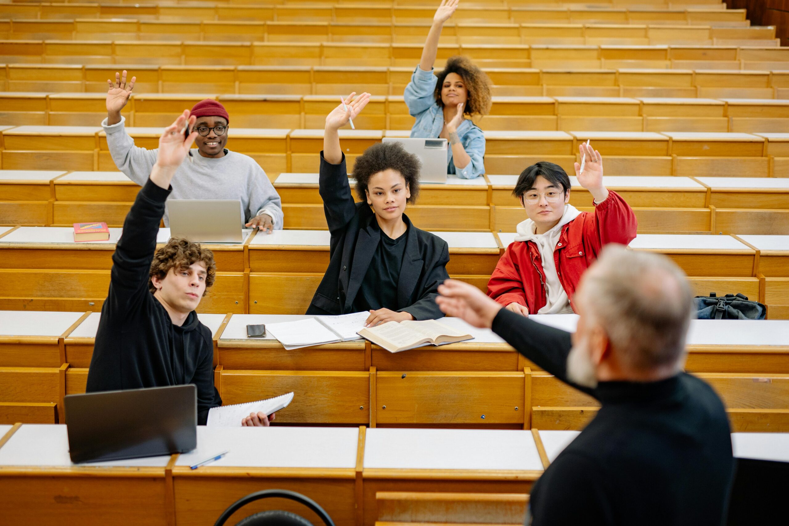 University lecture hall with students attending a class