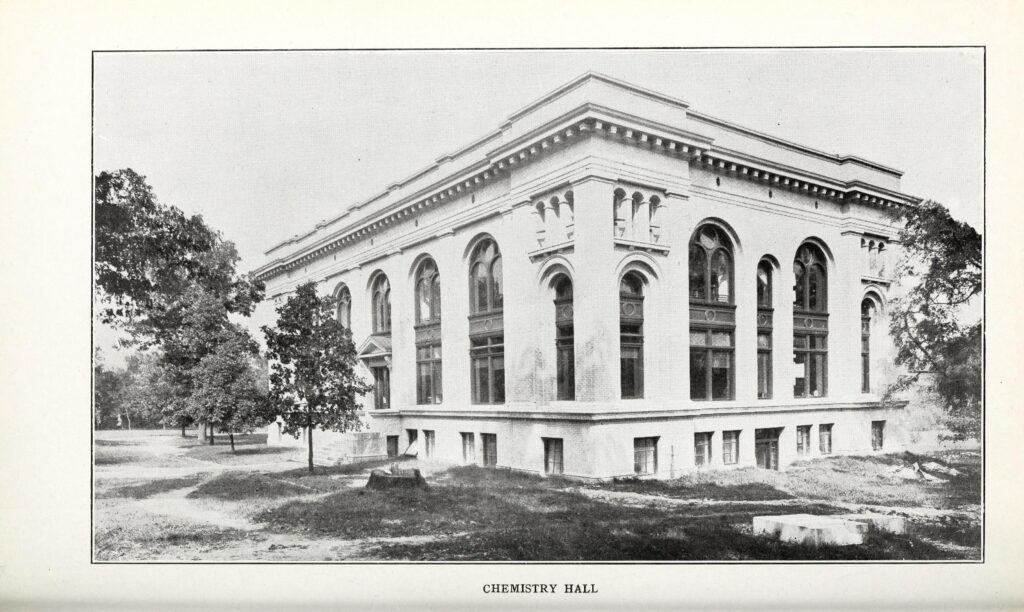 First-year students walking together on a university campus
