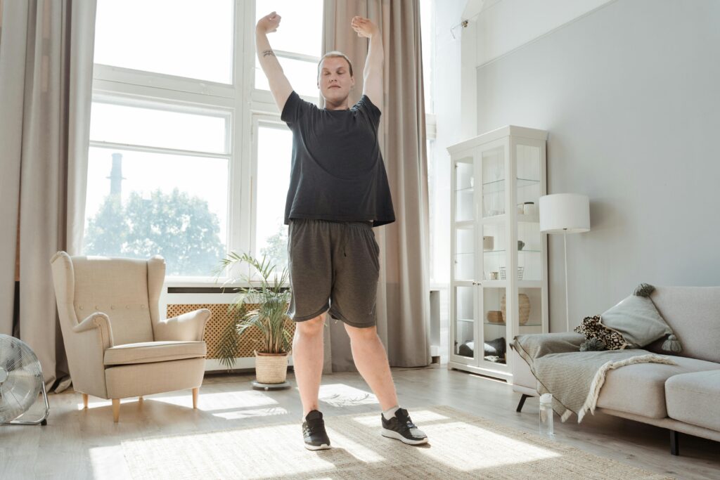 A young person keeping a healthy morning routine