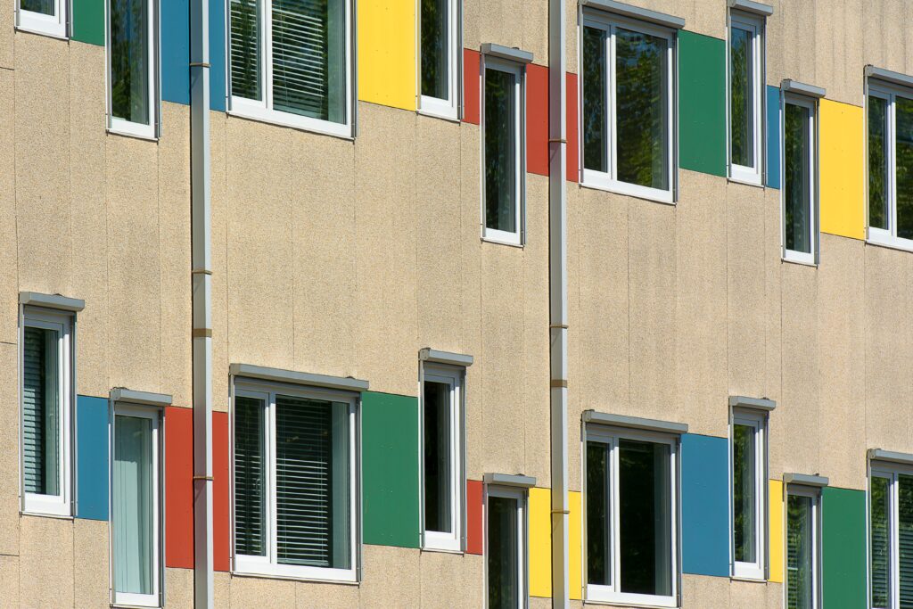 A modern purpose-built student accommodation block
