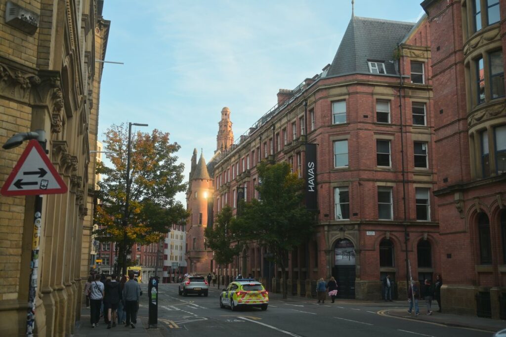 Red brick streets in central Manchester